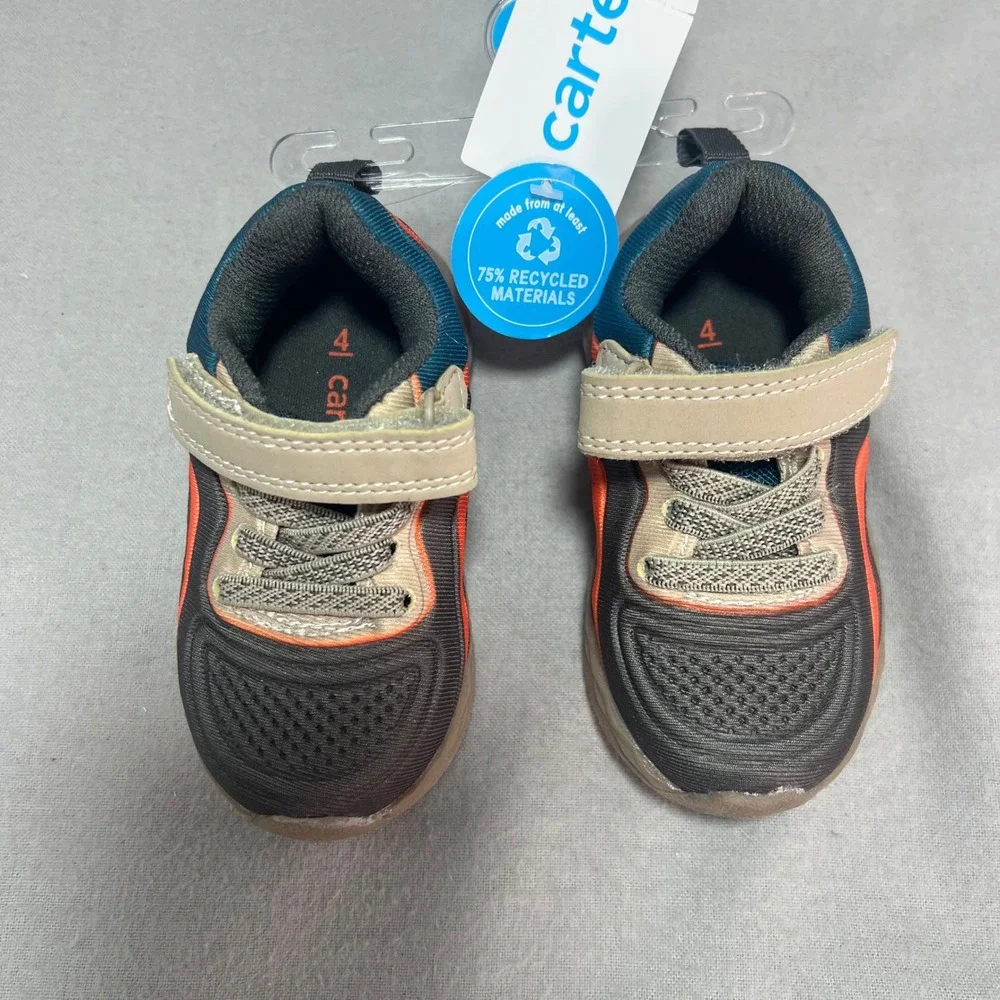 Carter's Mercury Toddler Sneakers Gray Orange Recycled Materials Athletic Size 4